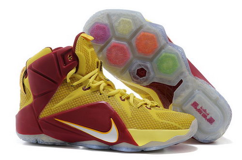 Mens Nike Lebron 12 Gold Yellow Red Online Store